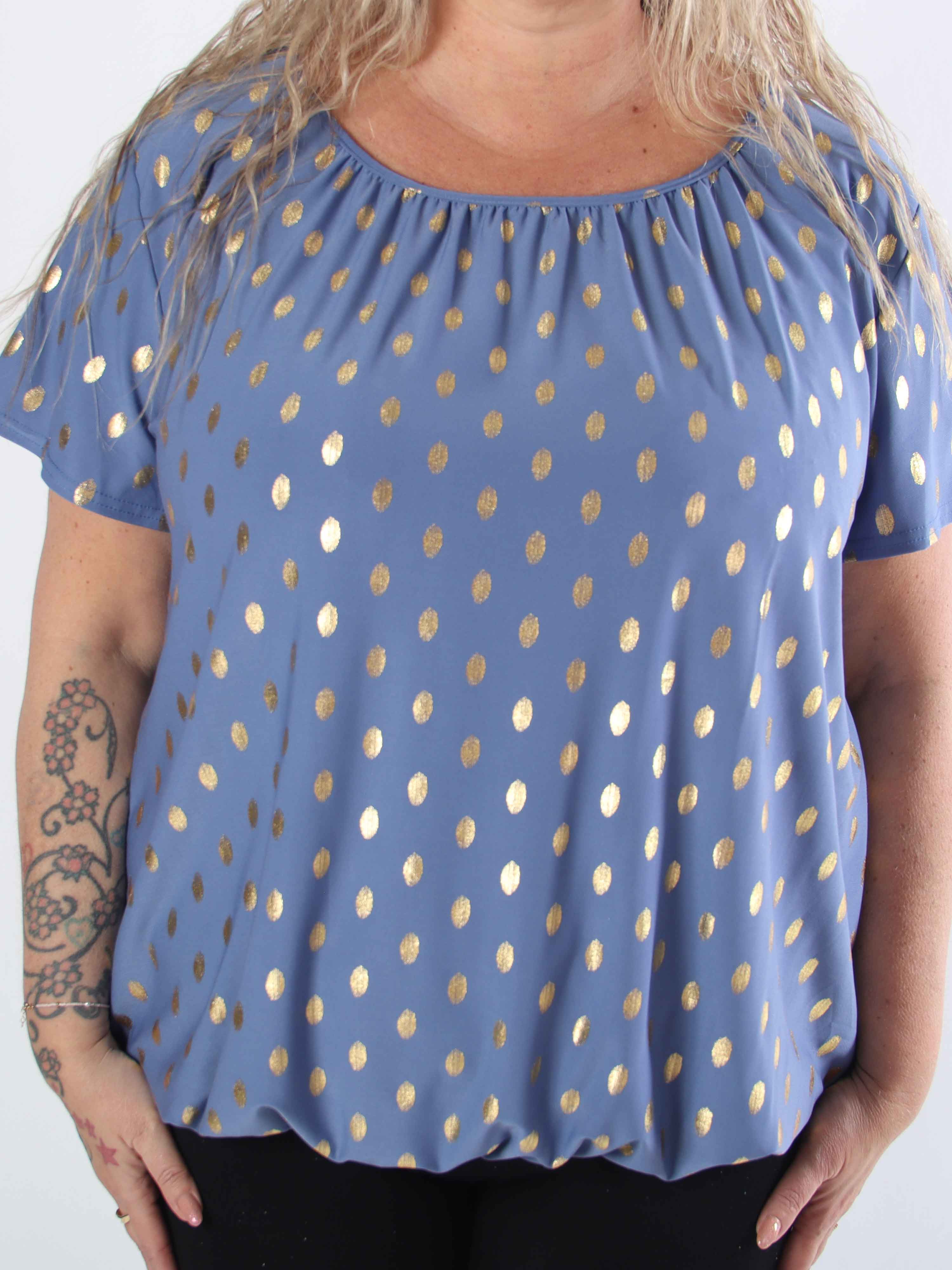 Miracle Dot T-shirt - Elastisk plus size blus med guldprickar på